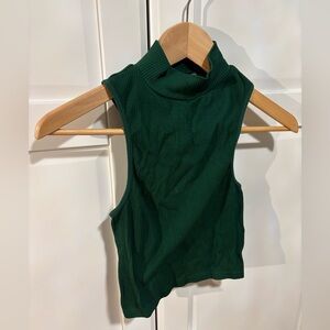 Zara Ribbed Emerald Sleeveless Top